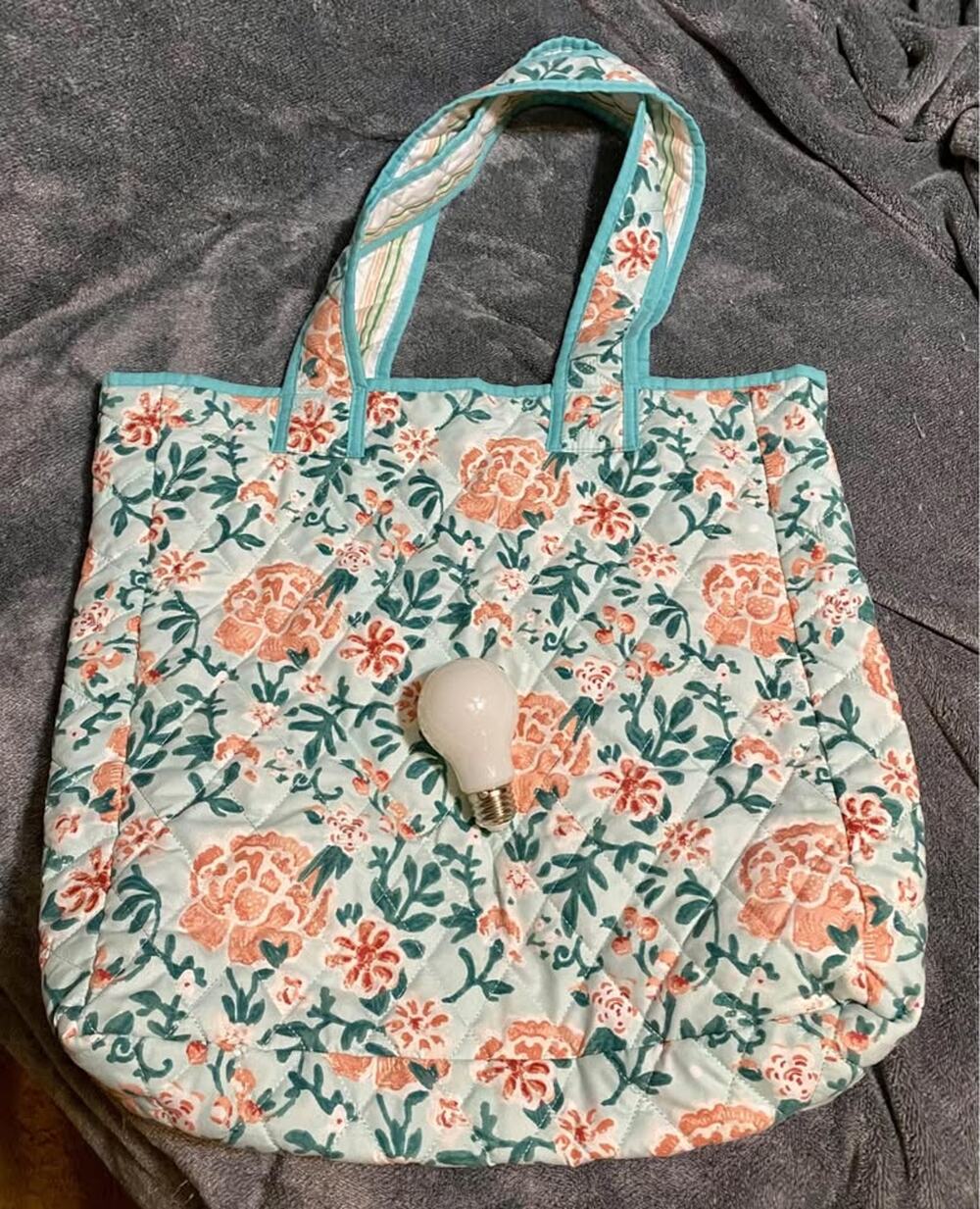 Large, light-weight Quilted Fabric Floral Tote Bag-New Without Tags granny core
